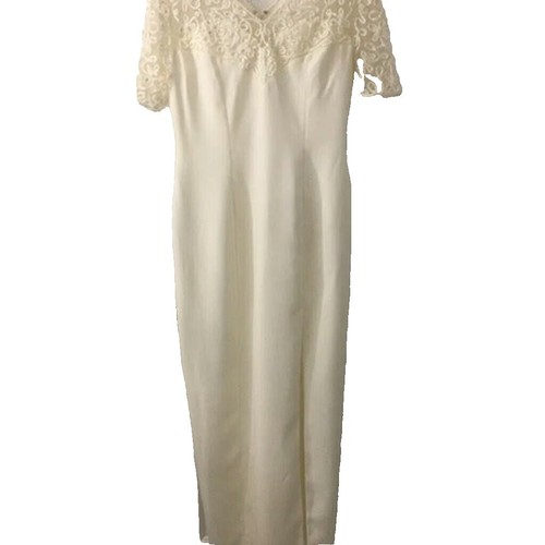 chinese dress ladies Ivory Jewel Neck Lace Short Sleeves Floor-Length A-Line Lace Kids Social Party Dresses, Ivory / 2 Years Old