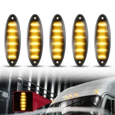 5Pcs Smoked Amber LED Cab Roof Marker Lights Kit for Freightliner Cascadia