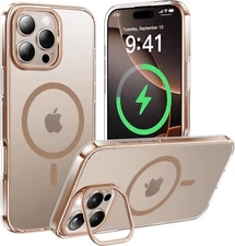 CASEKOO iPhone 16 Pro Case, Upg Lens Stand, MagSafe, Anti-Yellow, Gold