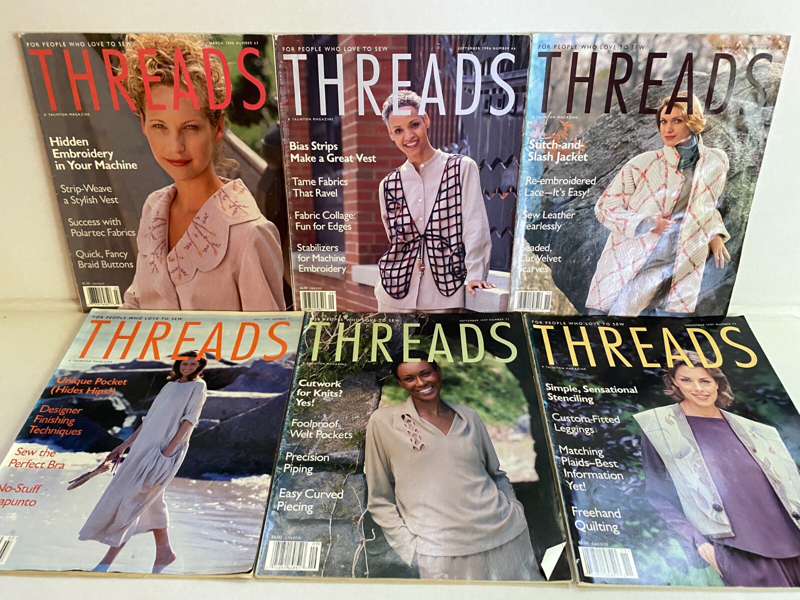 Threads Magazine 1996-1997 Lot of 6 Issues Mar-Sep-Nov 1996 + Jul-Sep ...