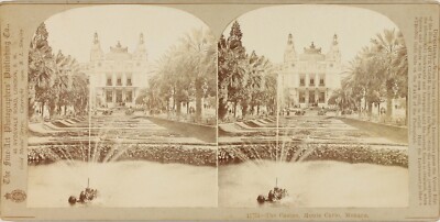 Monaco Monte Carlo, Le Casino Ansicht Gärten, Foto Stereo Vintage Albumin