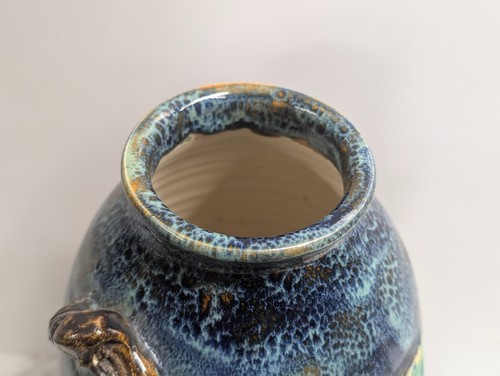 Shiwan Shekwan Ware Majolica Relief Vase Bird Flambe Glaze Meiping Chinese - Picture 6 of 20