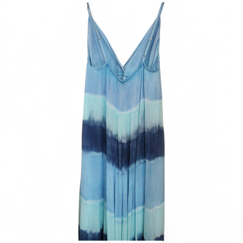 Gypsy 05 Maxi Dress Size XS 100% Silk Blue Stripe Color Block Sleeveless Beach - Picture 5 of 14