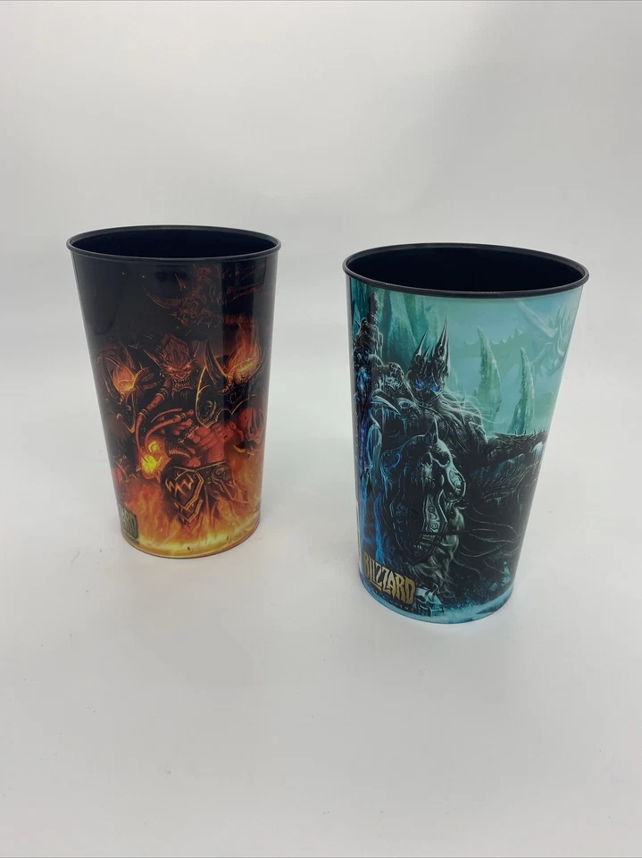 World of Warcraft Cups AM PM Set of 2 Plastic 32 Oz Collector's Blizzard - Image 3 of 4