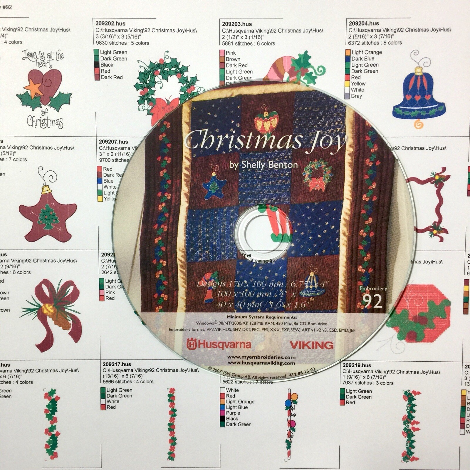 Husqvarna Viking Embroidery Designs Multi-Format CD # 92 Christmas Joy |  eBay