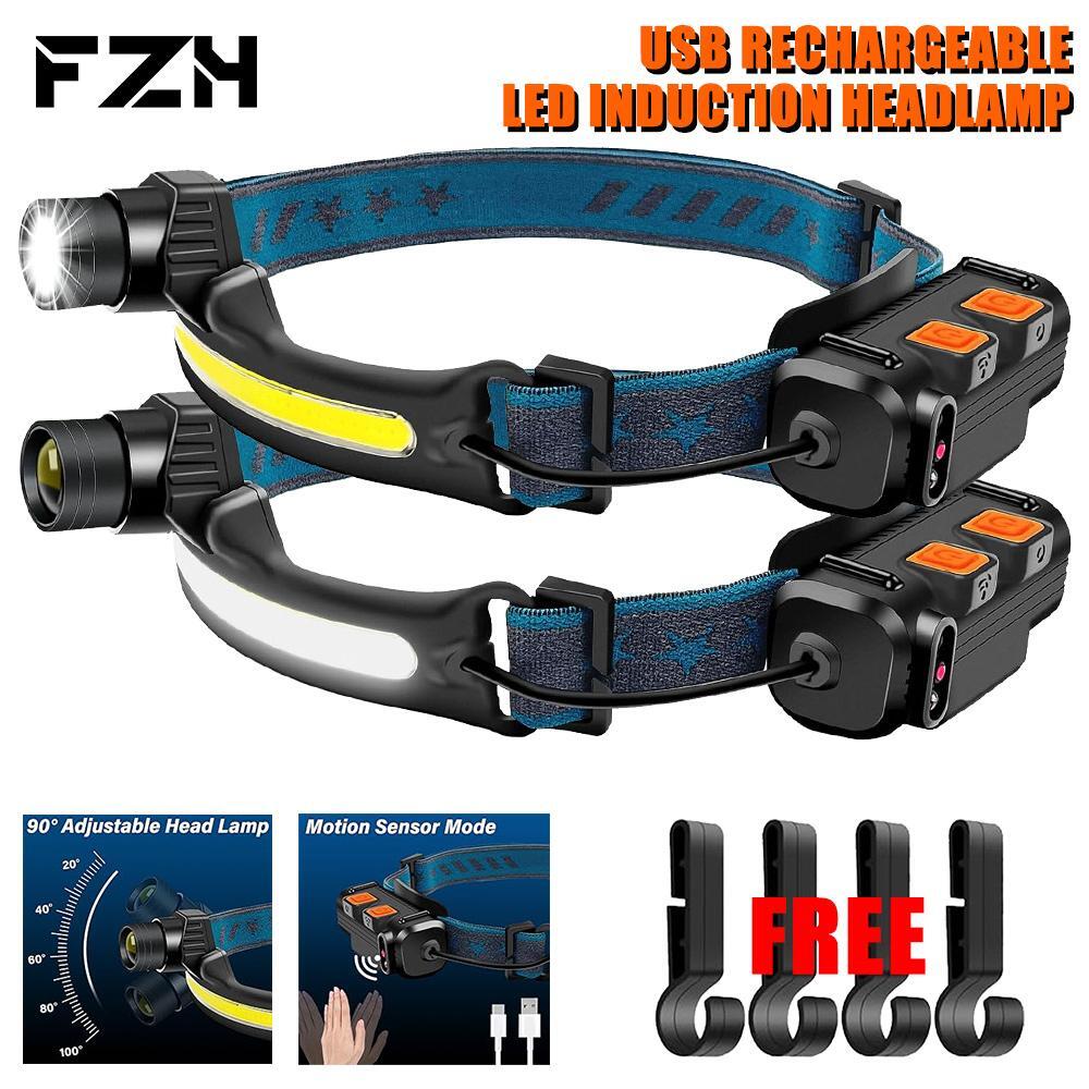 Headlamp Type-c Rechargeable LED Battery Waterproof Plastic Multicolor Wide Beam