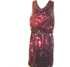 APT 9, Burgundy Sleeveless Sequins Cocktail Holiday Dress, Size Medium, Blouson