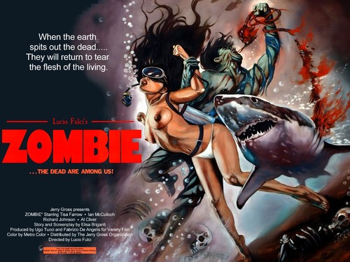 ZOMBIE FLESH EATERS 1979 quad poster print 30x40" Tisa Farrow Lucio Fulci FREEPP