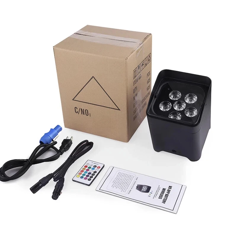 Wifi Remote DMX 6*18W RGBWAUV 6in1 Battery Powered Uplight LED Par Light Wedding - Image 2 of 4