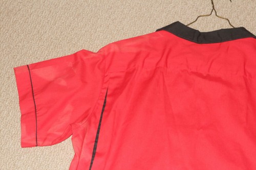 Vintage 1960s Hilton Bowling Shirt USA Made "Windsor" Red & Black XL Sheer Blend - Picture 9 of 11