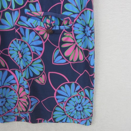 Tori Richard Dress Womens Medium 12 Blue Pink Black Floral Straight Shift Retro - Picture 4 of 16