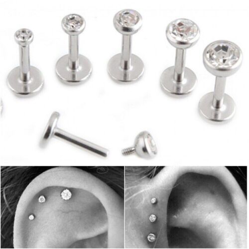 16G 5/16" 3MM ZIRCONI ZIRCONI ORECCHIO FILETTATO INTERNAMENTE ANELLO TRAGUS LABRET ELICA DAITH STUD - Foto 5 di 5