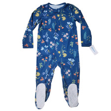 Carter's Girls 5T Blue Floral One Piece Poly Sleeper Pajama PJs