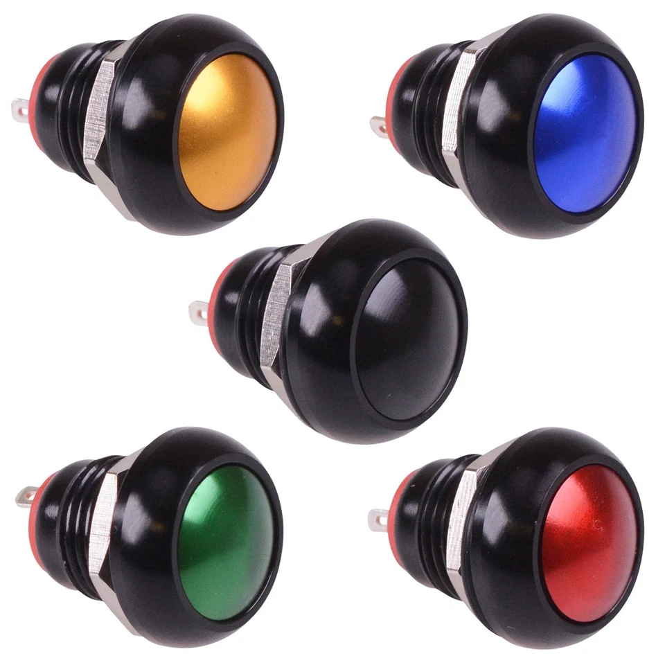 SWITCH ELECTRONICS Momentary Latching 12mm Metal Round Push Button Switch NO/NC