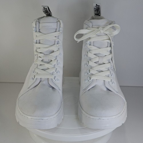 DR. MARTENS COMBS W WOMENS US 11 WHITE ON WHITE CANVAS COMBAT BOOTS DOC'S - Picture 3 of 23