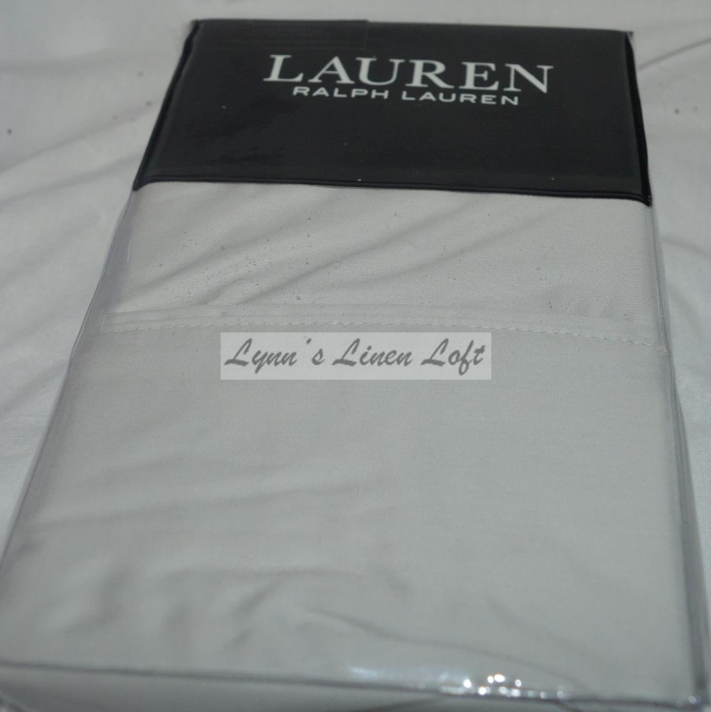 RALPH LAUREN Dunham Opal Grey KING PILLOWCASES NEW COTTON SATEEN 300TC