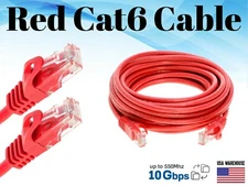 Cat6 Ethernet Patch Red Cable 3 5 10 20 50 100 200 FT LAN Router Network PS3 Lot