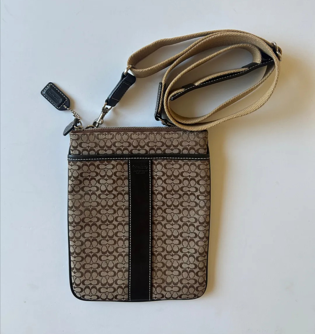 VINTAGE COACH SIGNATURE LOGO CROSSBODY BAG - Gem