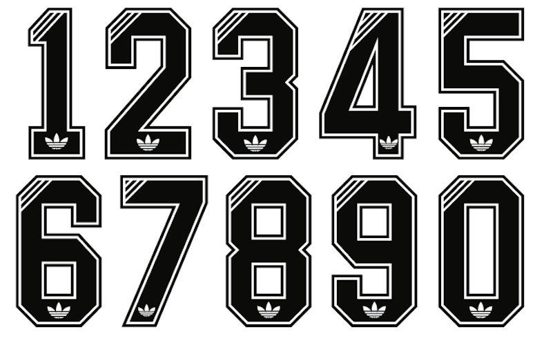 Felt 1990's Football Shirt Soccer Numbers Heat Print