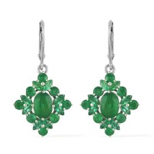 4.4 ctw AAA Kagem Zambian Emerald Dangle Drop Earrings Rhodium Over 925 Silver