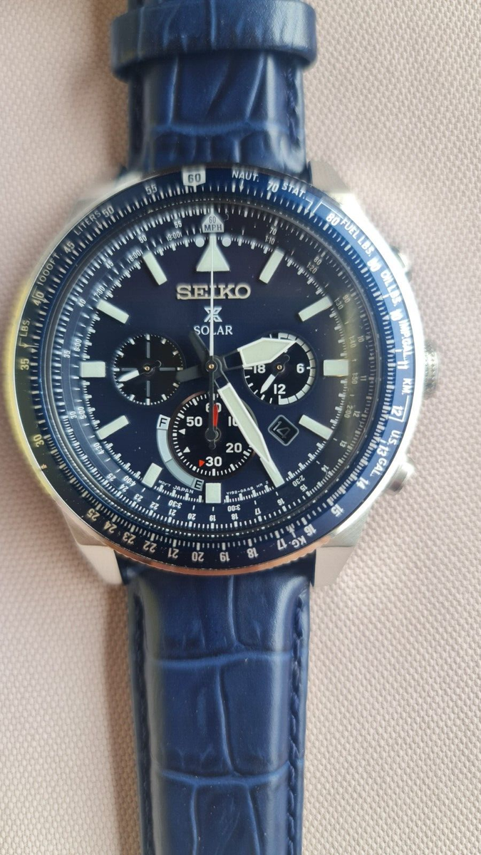 SEIKO ProspeX SSC609P1 Solar Blue Watch Leather FlightMaster 100m