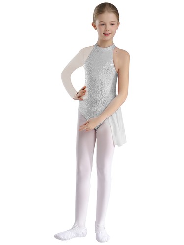 Kids Girls Bodysuit Jazz Leotard Performance Costume Mesh Top Breathable Sheer - Picture 31 of 77