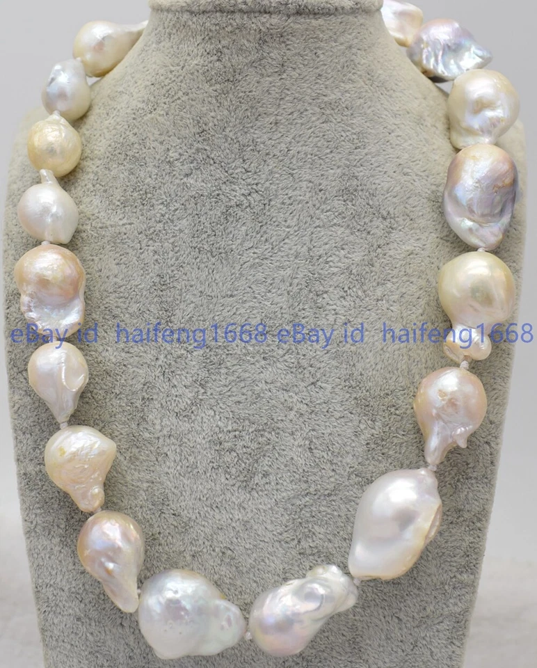 Seltene Riesige 15-20mm Natürliche Rosa Barock Keshi Perle Halskette 35-90cm - Bild 1 von 4