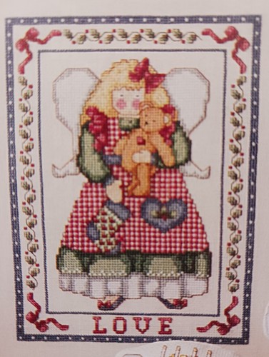 Cross Stitch Pattern LOVE ANGEL Teddy Bear Whimsical Artist Lorraine Birmingham - Picture 2 of 8