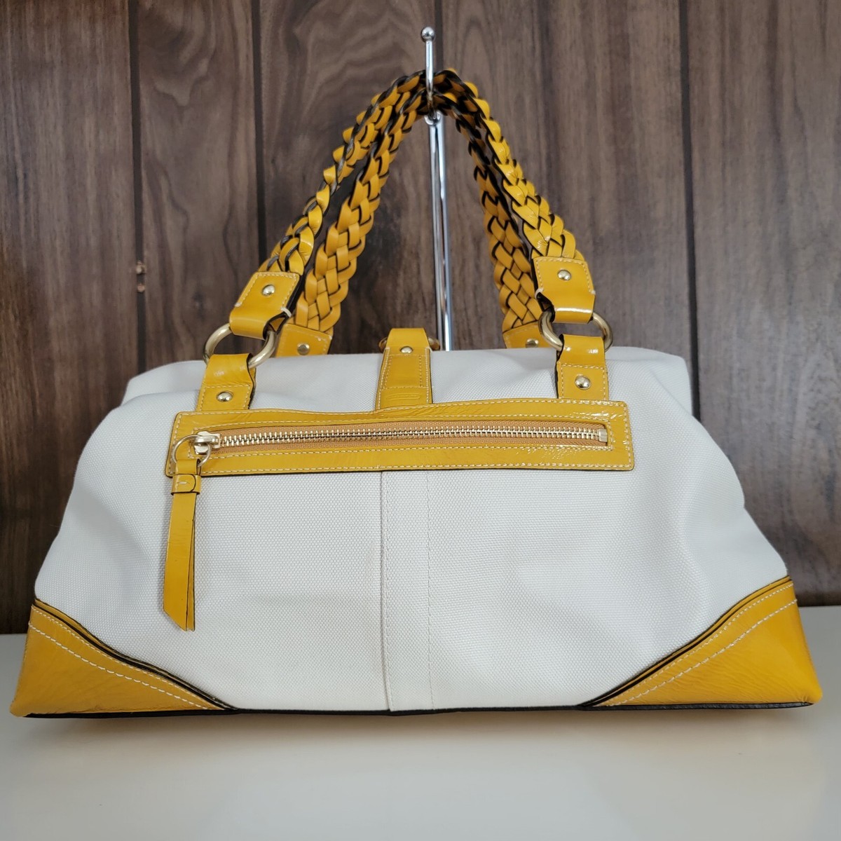 バッグ Coach Daphne Leather Frame Satchel Bag Coach Vintage Legacy Daphne Doctors Satchel Braid Frame Amber