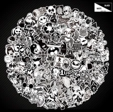 100 Black N White Skateboard Sticker bomb Laptop Luggage Decals Dope Sticker Lot