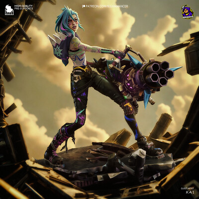 Jinx, Arcane, Resin 220mm Model Kit Unpainted 3d Printed GK Statue Figure