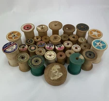 Empty Wooden Thread Spools Mixed Lot of 32 Belding Coats & Clark's Talon Vintage
