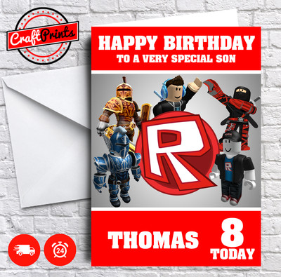 roblox personalised birthday card son brother sister