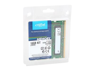 Crucial DDR4-3200 (PC4-25600) 16GB×2 Crucial 16GB DDR4 RAM, 3200MHz CL22 (or 2933MHz or 2666MHz) Laptop