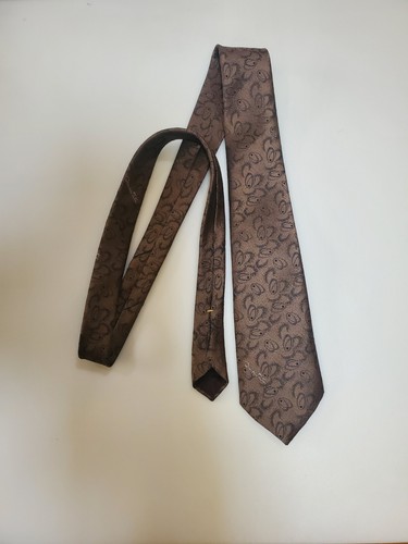 Oscar De La Renta Men's Silk & Polyester Blend Tie ~ Brown ~ Geometric ~ Vintage - Picture 4 of 11