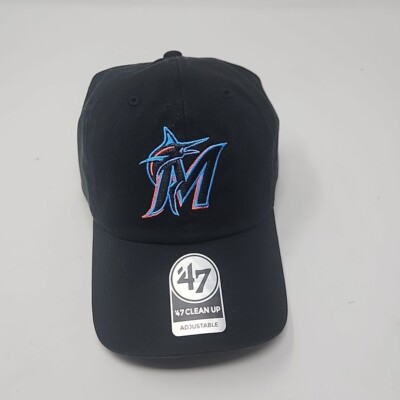 47 Miami Marlins Clean Up Black Adjustable Strap Hat Dad Cap | eBay
