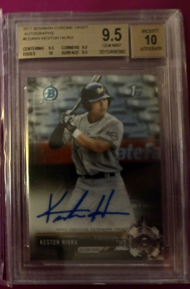 2017 Bowman Chrome Draft #CDAKH Keston Hiura AUTO BGS 9.5 GEM Mint ROOKIE RC