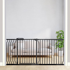 Extra Wide Baby Gate 67"-71.6" Tension Indoor Safety Child Gates Black Metal Lar