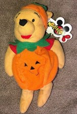 Disney Winnie the Pooh Halloween Pumpkin Bean Bag Small Plush 8" Pooh Bear EUC