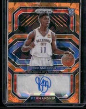 2020-21 Panini Prizm #RP-TML Theo Maledon Rookie Penmanship Orange Ice AUTO