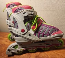 DBX Girls Equinox Pink/White/Grren Adjustable Inline Skate Set Large 5-8 Pads