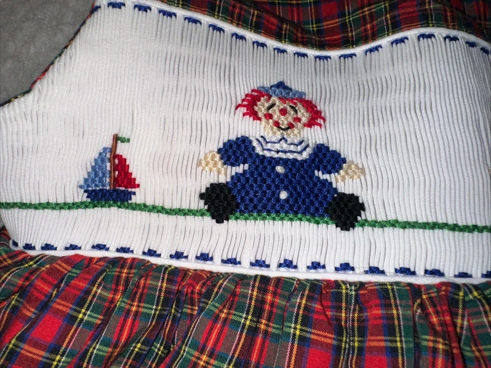 Vestido xadrez Smocked tamanho 2 irregular e veleiro Andy - Imagem 4 de 4