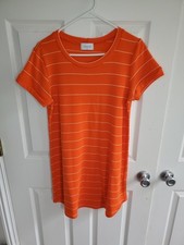Adrienne Tunic Dress - Casual/Orange & White Striped - Size Medium - Knee Length