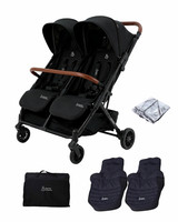 Parents & Peanuts Twin Pushchair, Double Stroller + Rain Cover, Footmuff & Bag