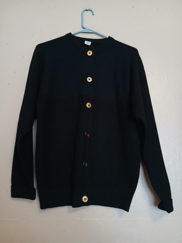 Vintage Scottish Cashmere Cardigan Sweater Medium Gold Button Cozy Luxury - Image 1