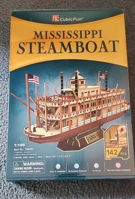 Cubicfun 3D Puzzle Mississippi Steamboat, 142 pieces, sealed box
