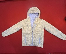 L.L. Bean Kids Primaloft Pack Away Hooded Puffer Jacket Gray/Periwinkle M 10-12