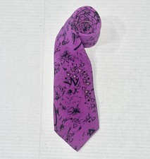 Vintage Cezar Necktie Men’s OS Fuschia Graffiti Print 100% Silk Made In Italy