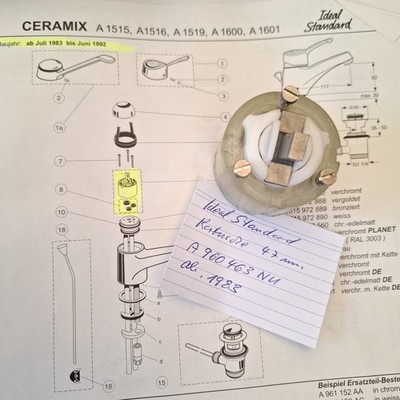 Ideal Standard A960463NU Einhebelkartusche 47 mm ab 1983