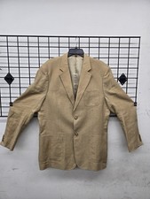 Marconi Men's 100 Linen Khaki Blazer Size L, Small Stain On Right Side Pocket.